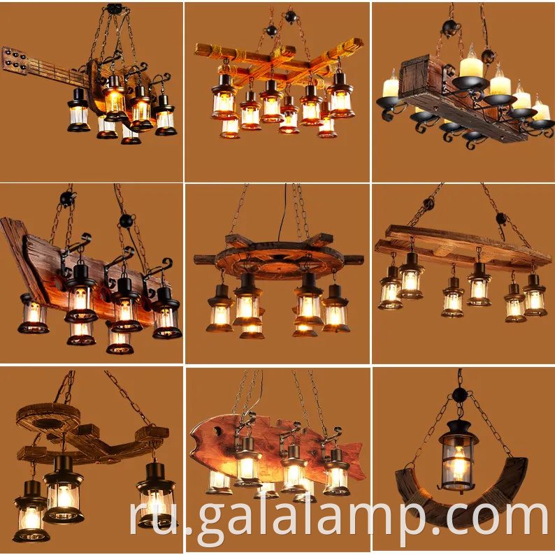 Винтажный промышленное деревянное подвесное освещение для бара и кафе